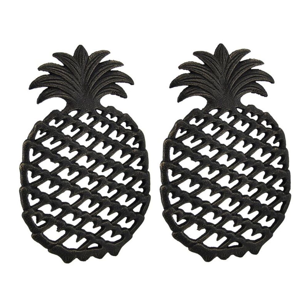 2 Piece Antique Bronze Finish Pineapple Cast Iron Trivet Set